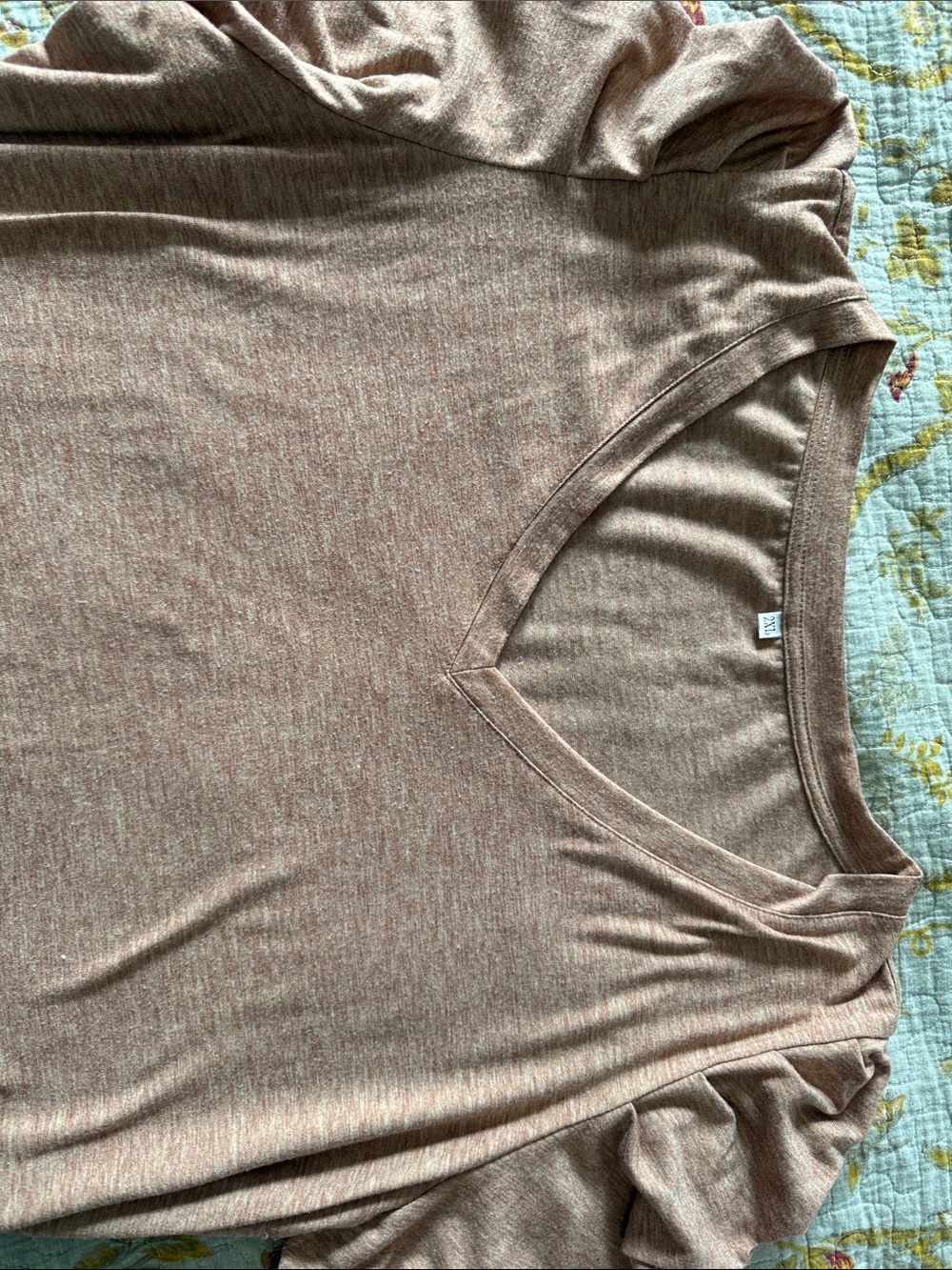 Women's Brown V-Neck Puff Sleeve Top